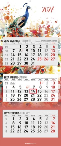 Monatskalender design 2027 - 3-monatskalender,