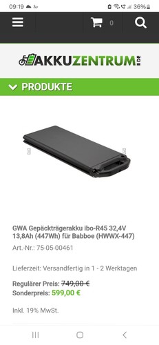 Gwa gepäckträgerakku ibo - gwa, ibo-r45
