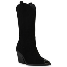 Damen Cowboystiefel Trichterabsatz Spitze Stickereien 840584 Schuhe