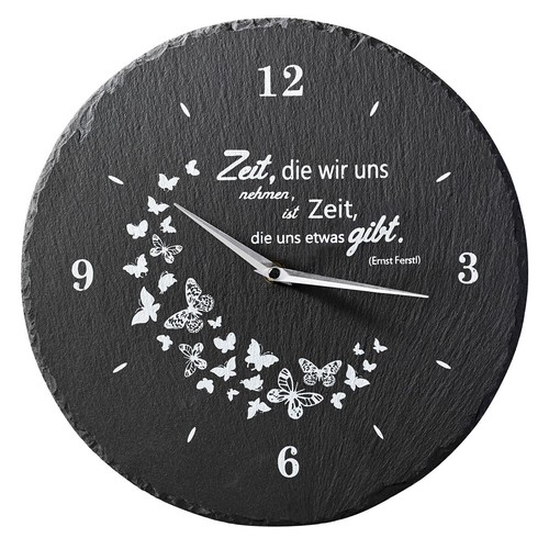Wanduhr schiefer schmetterling - wanduhr,