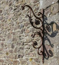 Antike Hoflampe Halter Außenlampe Halter Schmiedeeisen Ausleger Außenwand Deko