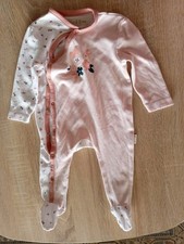 Baby Mädchen Strampler mit Fuß 74 Baumwolle bunt Neuwertig 