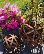 Rostkugel Dekokugel  30 cm  Kugel Stahlband Deko  Geflechtkugel  Gartendeko