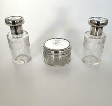 Silber Kristall Toilettenset um 1900 950er Silber aus Adelsbesitz Baron