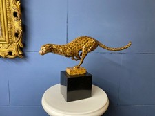 Moderne Bronzeskulptur Panther auf schwarzem Marmorsockel nach Milo