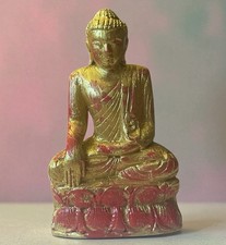 Holz / Buddha / Skulptur / Thailand / Vintage/ Edelholz / bemalt / Figur