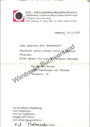 Brief von 1972 über