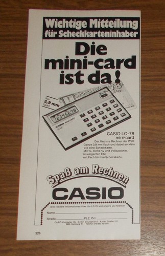Seltene werbung vintage - werbung, casio