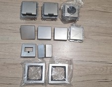 11 Stück Gira Set Konvolut E22 Edelstahl Steckdose Rahmen Wippen Zentralscheibe