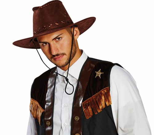 Cowboyhut herren lederoptik - cowboyhut,