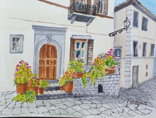 Aquarell original haus - original, "haus