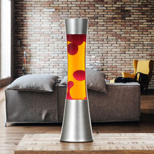 Retro Lavalampe Rot Wachs Orange inkl. Leuchtmittel mit Schalter Tisch Leuchte