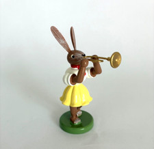 Blank Faltenrock Osterhase farbig mit Trompete, OHF 017, echt Erzgebirge Ostern