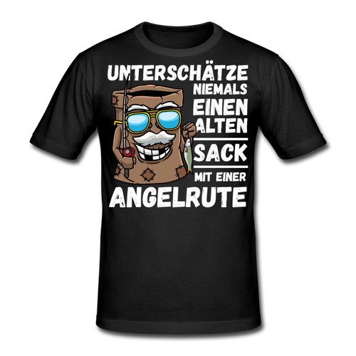 Alter sack mit einer - mit, angelrute