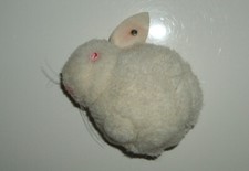 Steiff Maus aus Wolle - in weiß mit Knopf und roten Augen - 8 cm um 1950/60