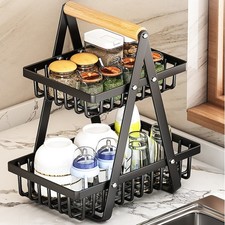 2 Etagen Obst Etagere Obstkorb Lagerregal Abnehmbarer Obstständer Gemüsekorb NEU