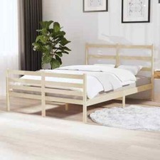 Holzbettgestell Einzelbett Kiefernholz 120x190cm Lattenrost Skandi-Stil Kopfteil