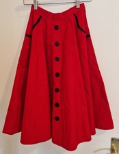 langer Rock mit Taschen - rot schwarz - Miss Fortune - Gr. XS - Rockabilly