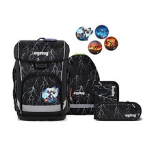 Schulranzen Jungen Ergobag CUBO LIGHT SuperReflektBär 5-teiliges Set Schultasche