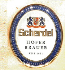 Brauerei Scherdel Hof,  1  Kunststoff Schild,  NEU rar, Weichplastik