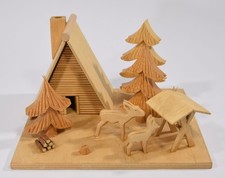älterer ERZGEBIRGE FUTTERKRIPPE / Räucherhaus Figur Holzschnitzerei Räuchermann