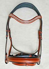 Hellbraune London Swedish Horse Tack Leder Trense mit Netzzügeln alle Größen.