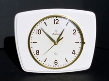 JUNGHANS Quartz elektrische Küchenuhr Wohnzimmeruhr weiß Keramik Wanduhr vintage