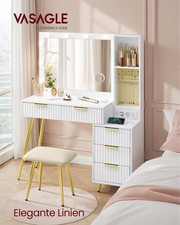 VASAGLE Schminktisch mit Hocker und Spiegel, Frisiertisch mit Schubladen