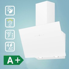 60cm Dunstabzugshaube Kopffreihaube Wandhaube LED weiß Schräghaube Glas A+