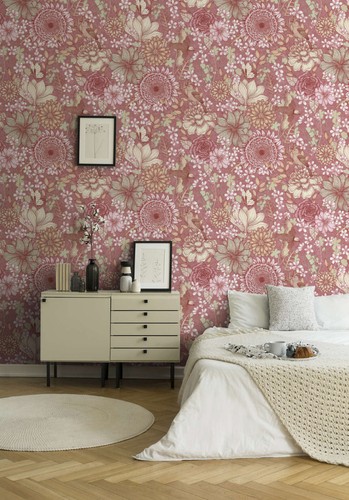Florale vliestapete mit - florale,