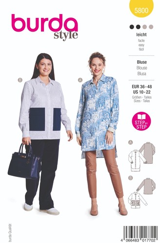 Schnittmuster bluse burda 5800 - schnittmuster,