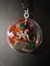 Orgonit Anhänger Orgon Eidechse Amulett Medaillon Labradorit Malachit Amethyst 