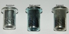 Blindnietmuttern Flachkopf Edelstahl Alu Stahl M3 M4 M5 M6 M8 M10 M12 Nietmutter