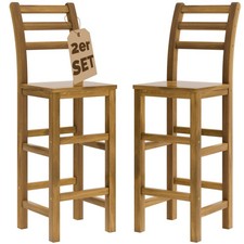 CASARIA® Tresenhocker Barstuhl Barhocker mit Lehne 2er Set Holz Küche Bar Hocker