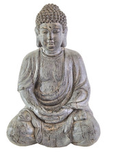 Buddha Figur sitzend Feng Shui Statue Thai grau 30 x 20 x 18 cm Deko Geschenk