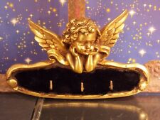 Haken leiste antik klein 3 Messing Haken gold schwarz Putte Engel HBT 10x16,5x4