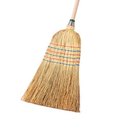 Strohbesen Reisstrohbesen mit Stiel robuster 6 Naht Stroh Besen mit Stiel