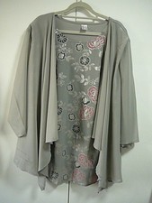 S AproductZ 2in1-Shirt Tunika Gr 50/52 grau Blüten rosa blau silber Jacke Chiffo