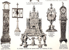 Alte Lithographie, Uhren, ca