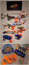 NERF Sammlung Elite Waffen, Zielscheiben, Schutzbrille, Magazine, Darts &Schild