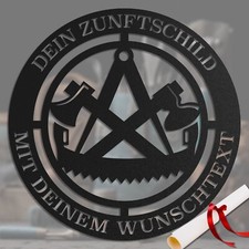 Zimmerer Zunftzeichen Metall Schild - Mit Wunschtext - Schwarz, Anthrazit