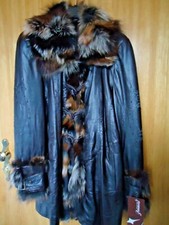 DAMEN ECHTLEDER JACKE  ZIMMERT MIT ECHTEM PELZ GR.M FUCHS NEU