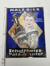 Schultheiss Patzenhofer Emailschild Werbung Reklame Antik