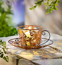 Windlicht Tasse "Farfalla", Rostoptik ,Deko-Kaffeetasse mit Windlichteinsatz