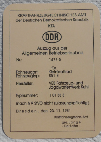 Agb für kleinkrafträder - für, ,s51