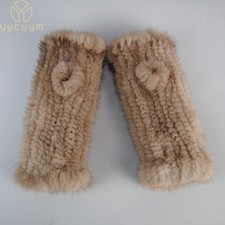Echter Nerz Pelz Fingerhandschuhe - Gestrickte Winter Handschuhe mit Pelzfutter