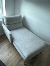 Recamiere Relaxiere Samtcord Creme Ottomane Sofa - Liege - Polstersofa