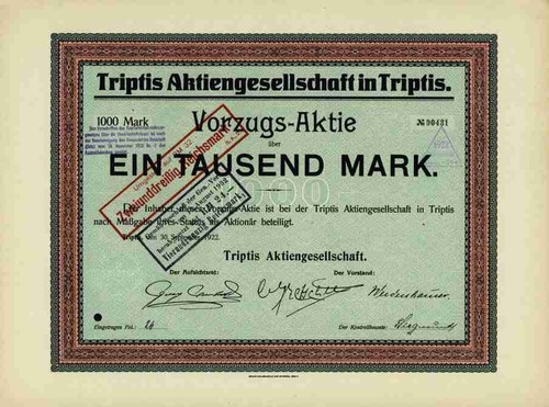 Triptis 1922 veb thüringen - ag,