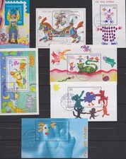 BRD-1993-2003-FÜR UNS KINDER-7 verschiedene BLOCKS-Ortsstempel-Bedarf-gelaufen