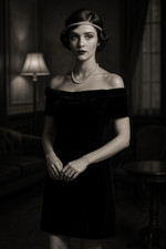 Frank Usher Samtkleid schwarz